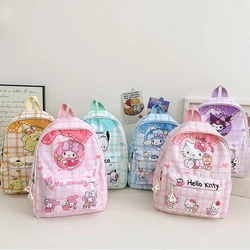 Sanrio-mochila escolar de gran capacidad para niños, Hello Kitty, My Melody, Cinnamoroll, Kuromi, dibujos animados, regalo de estudio