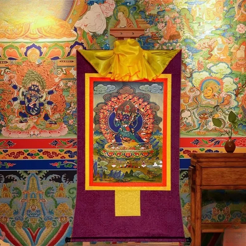 61CM Single Layer Gold-plated Painting Heart Buddha's Portrait Tibetan Decorative Tea Room Buddhist Decoration Hanging Picture