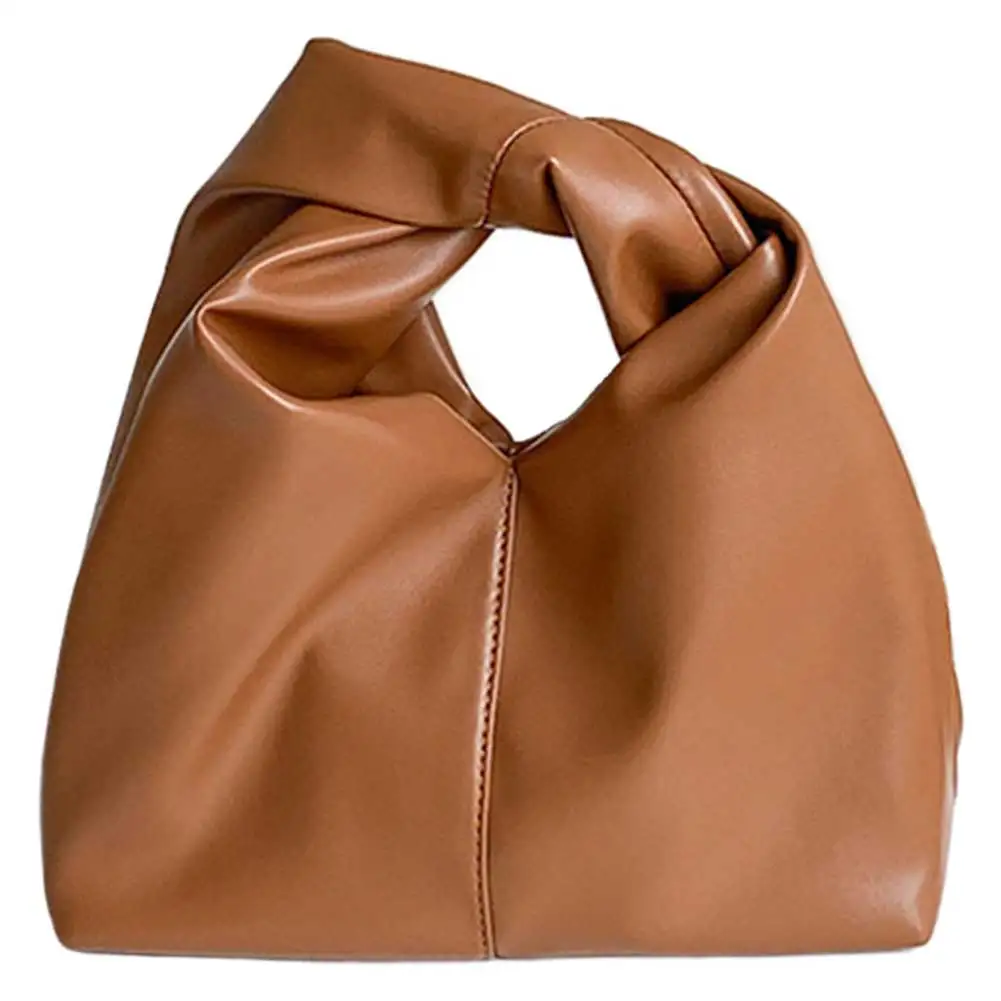 

Women Pleated Cloud Bag PU Leather Top-Handle Ruched Purse Solid Color Simple Tote Handbag Female Commute Bag