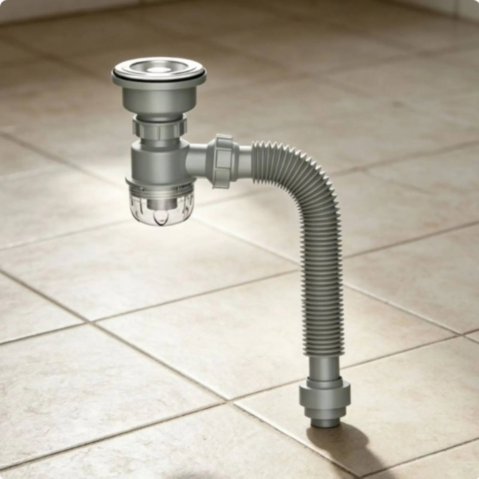 

Single Bowl Sink Drainer Anti-Odor Kitchen Sink Drain Kit P-Bend Drain Pipe Set Leak-Resistant Easy Installation