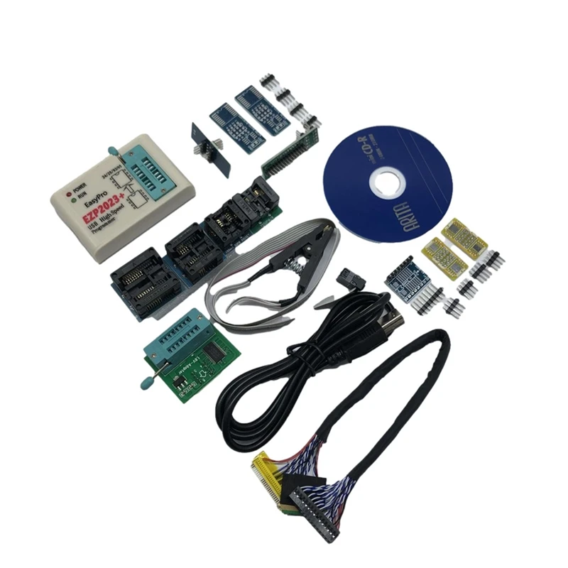 

EZP2023 For NEW USB SPI Programmer Full Set + 12 Adapter Support 24 25 93 95 EEPROM Flash Bios For Windows Better Than EZP2019