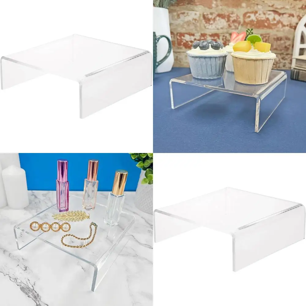 

6-Pack Small Clear Acrylic Square Stands, 2 Height x 6 Width x 6 Depth, 1/8 Thick