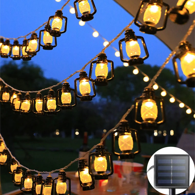 LED Solar Lamp String Lantern Bottle Retro Light String Christmas Decoration Lamp Garden Atmosphere Light Outdoor Camping Light