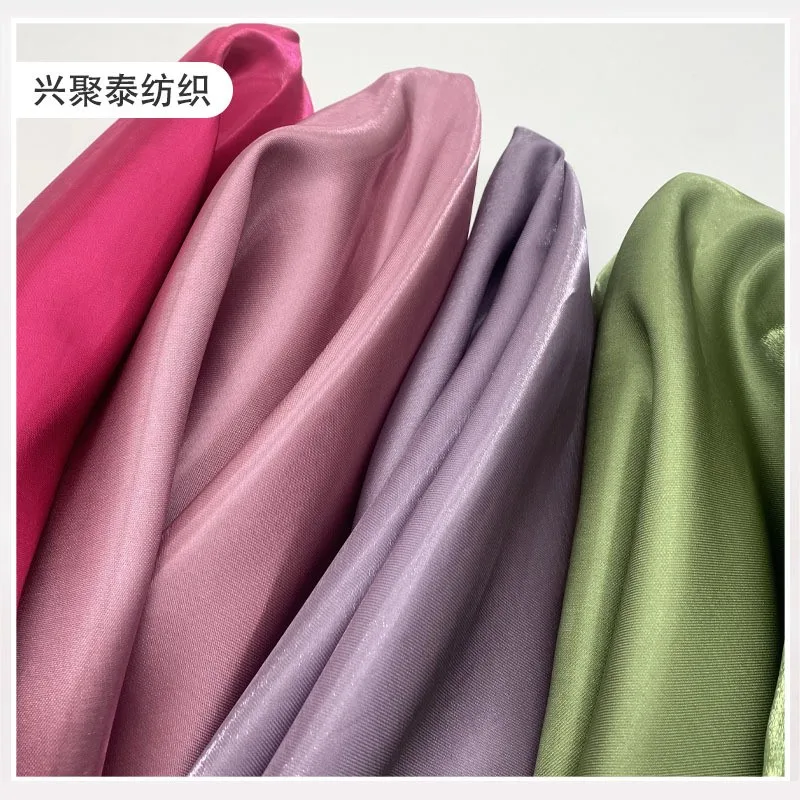 

Satin color diced glass silk violet liquid reflective dress fabric