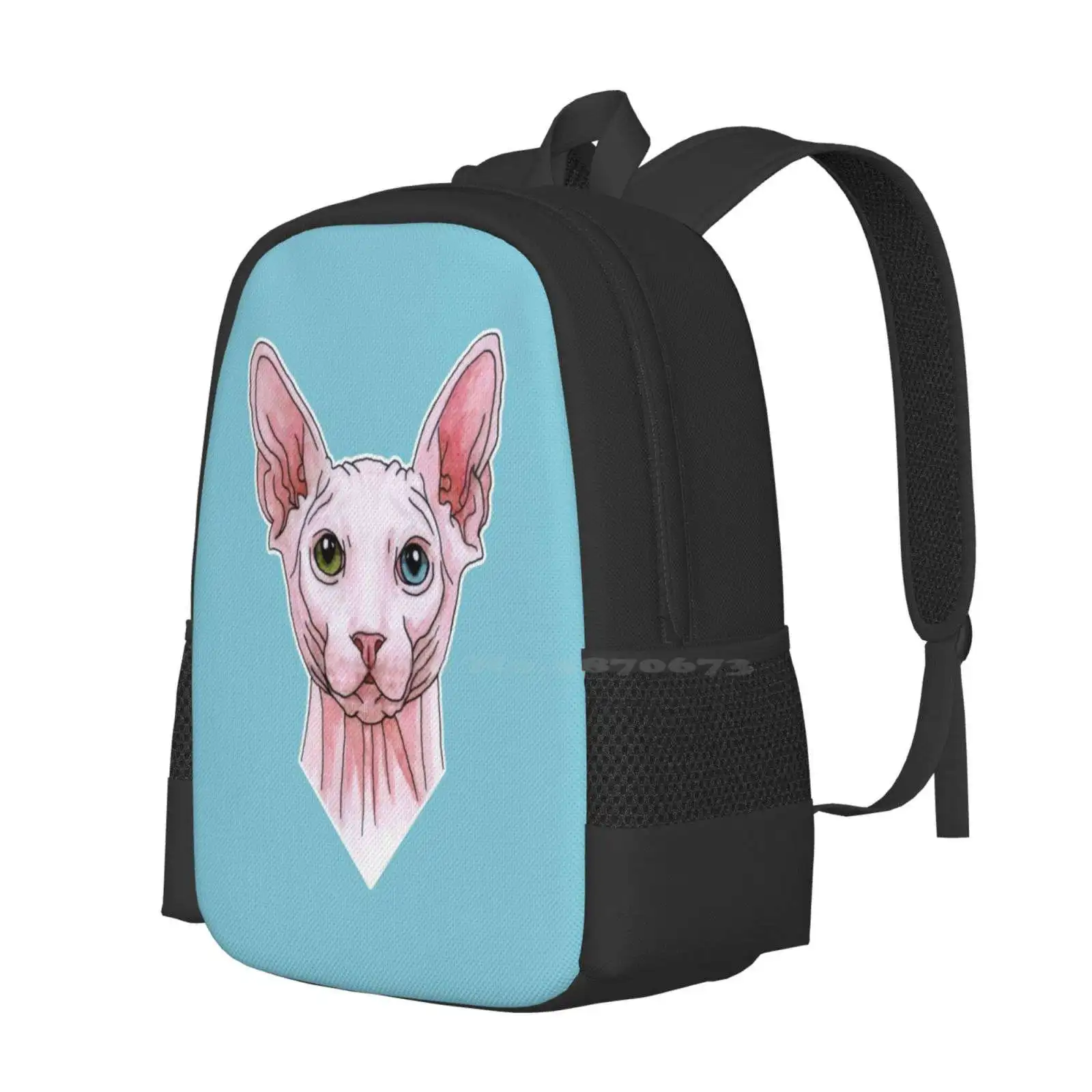 Sphynx Sphinx Cartable avec tête d'animal félin, sac à dos, peinture d'interconnexion, portrait de chat, sacs à la mode, offre spéciale