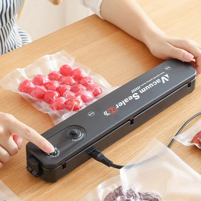 

220V/110V Vacuum Sealer Packaging Machine with Free 10pcs Vacuum Bags Household Black Food EU/UK/US Plug Vacuum Sealer