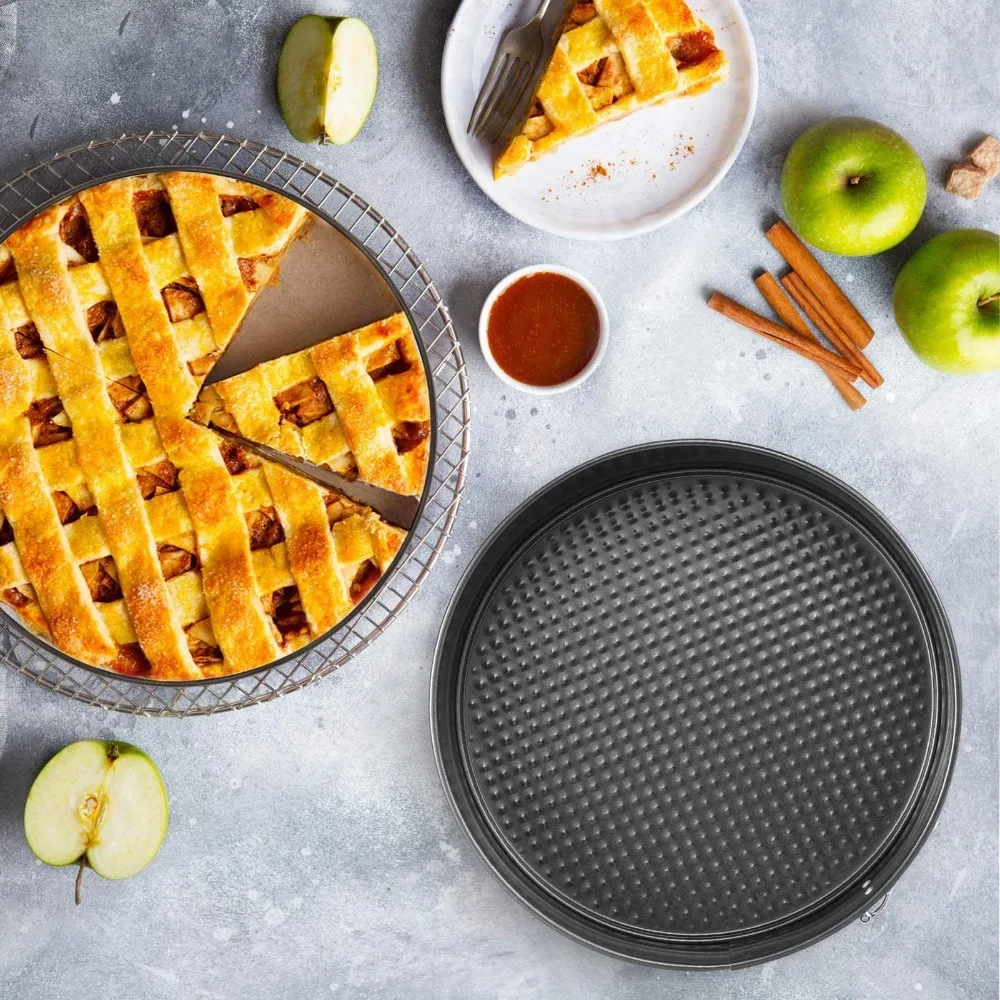 

3pcs Carbon Steel Cake Pan Set Nonstick Surface Removable Bottom Cheesecake Pan Set Non-Stick Round Shape Springform Pan Set
