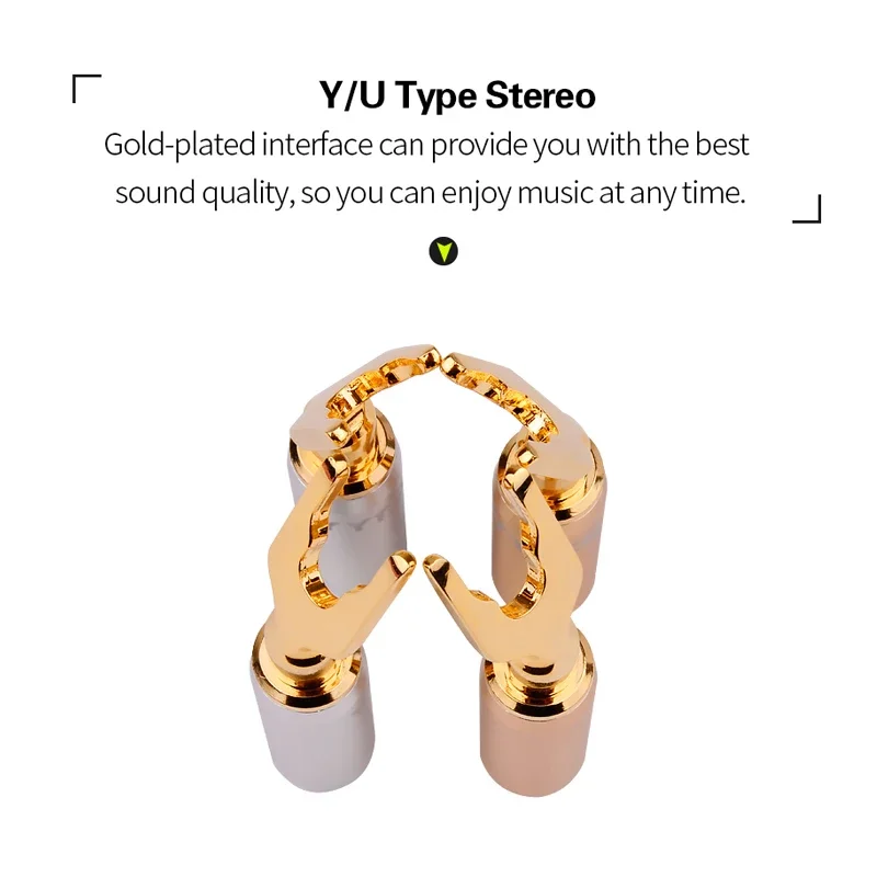 YYTCG 4Pcs/lot Y/U Type Pure Copper Speaker Plugs 24k Gold-plated Speaker Cable Plug Banana Connector