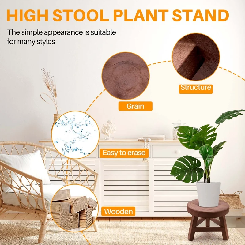 Wooden Plant Stand, High Stool Plant Stand Multi-Function Flower Pot Holder, For Gardening Decoration Living Room