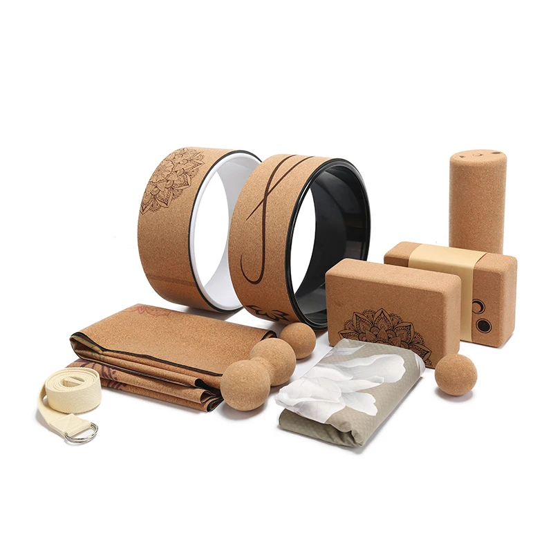 

Custom Printed Foldable Yoga Mats Anti Slip Eco Friendly Natural Cork Rubber Yoga Mat Block Wheel Bag Yoga Mat Sets 1