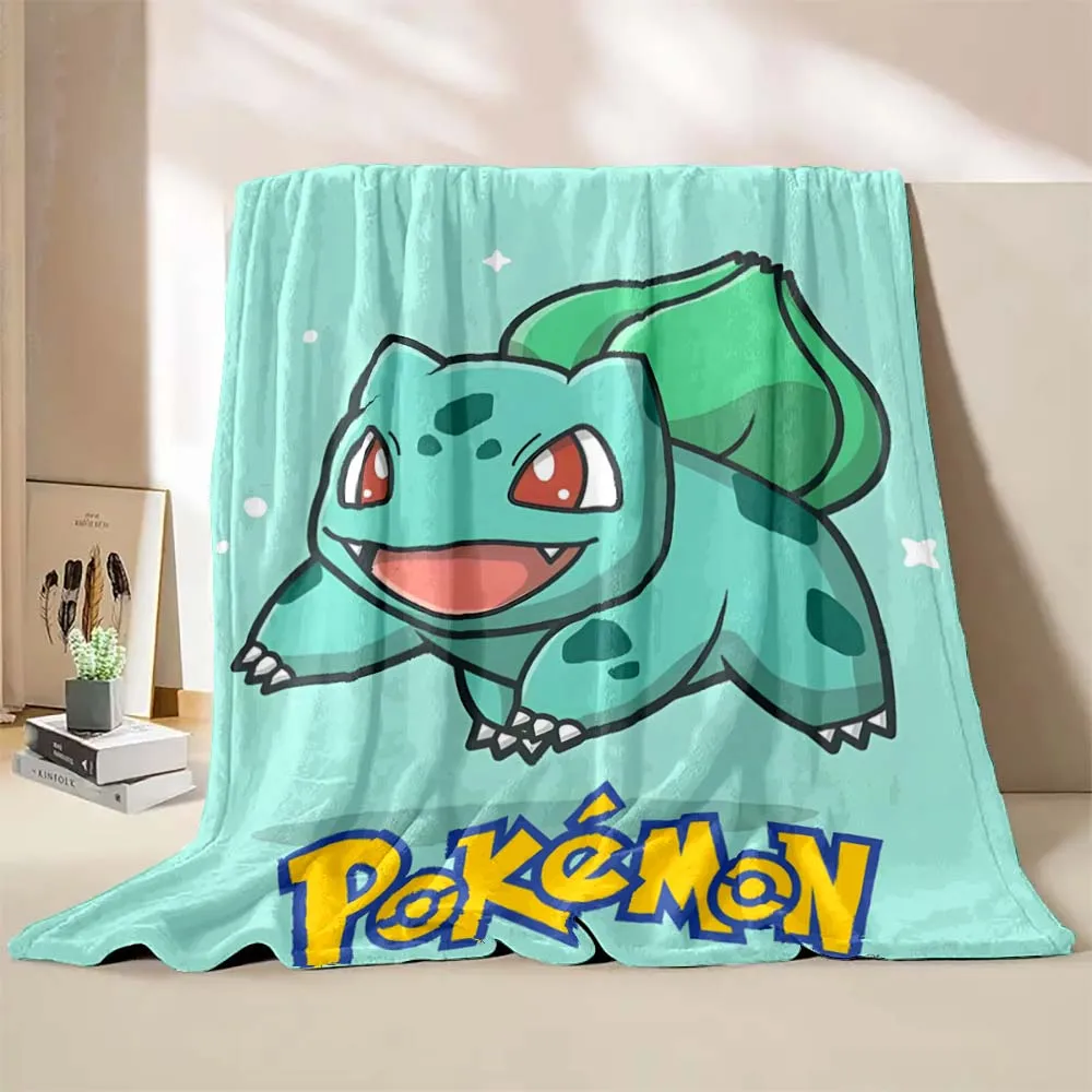 Cute Pokémon Bulbasaur Print Blanket Children Adult Blanket Soft Warm Bedding for Bed Sofa Travel Cover Blanket Children's Gifts