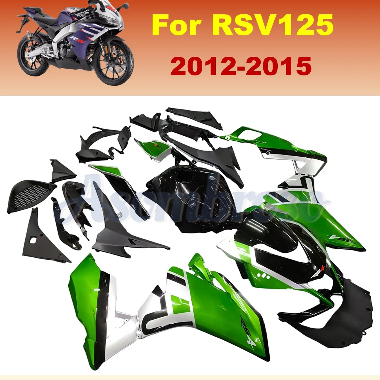 Motocycle fairing kit for Aprilia RS125 2012 2013 2014 2015 RS4 RSV 125 12-15 Green White Black bodywrok