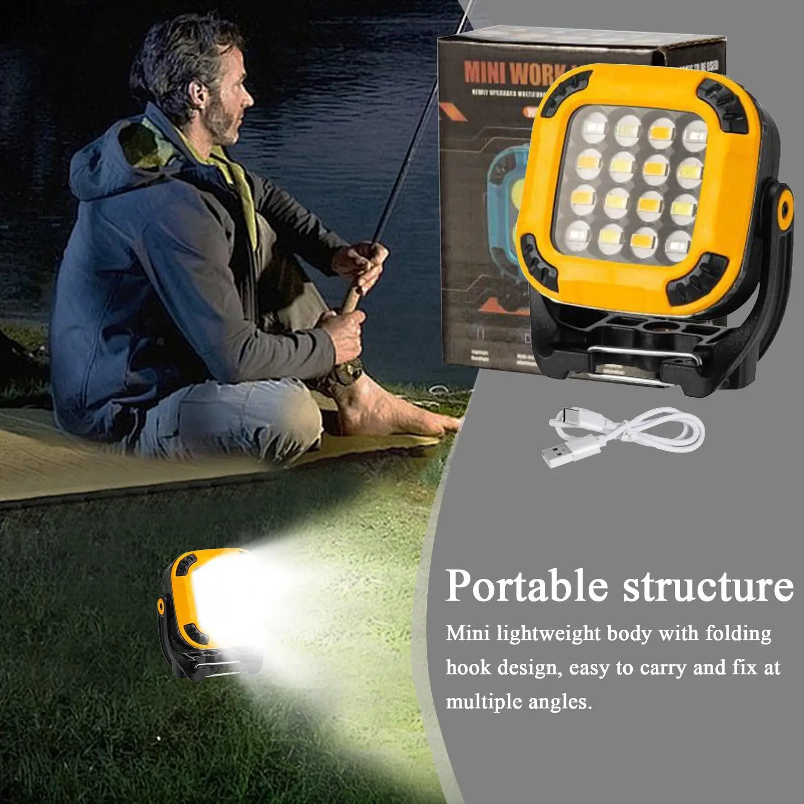 Rechargeable Work Light Magnetic Magnetic Battery Operated Pocket Work Lights Portable Multi-function Security Lighting For