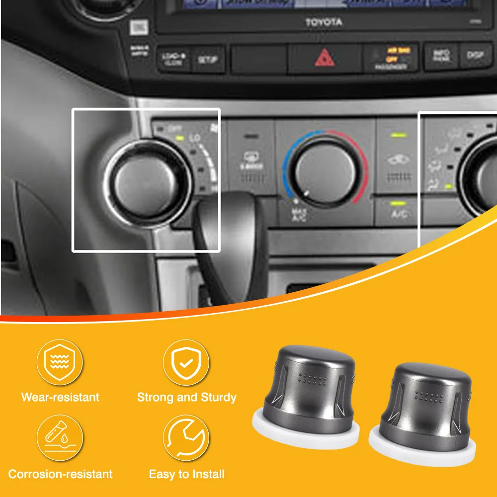 

2pcs Air Conditioning Control Knob Switch Cover for Toyota Highlander 2009 2010 2011 2012 2013 55925-0E050 55925 0E050