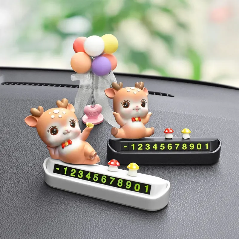 

Креативный мультяшный пятнистый олень, автомобильная временная парковочная табличка, универсальный держатель номерного знака для телефона, мобильного телефона, автодекор автомобиля