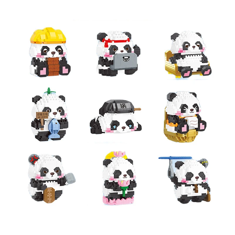 

Idea Lovely Cartoon Animal Micro Diamond Block Little Panda Office Worker Brick Model Educational Toys Nanobricks For Kids Gift