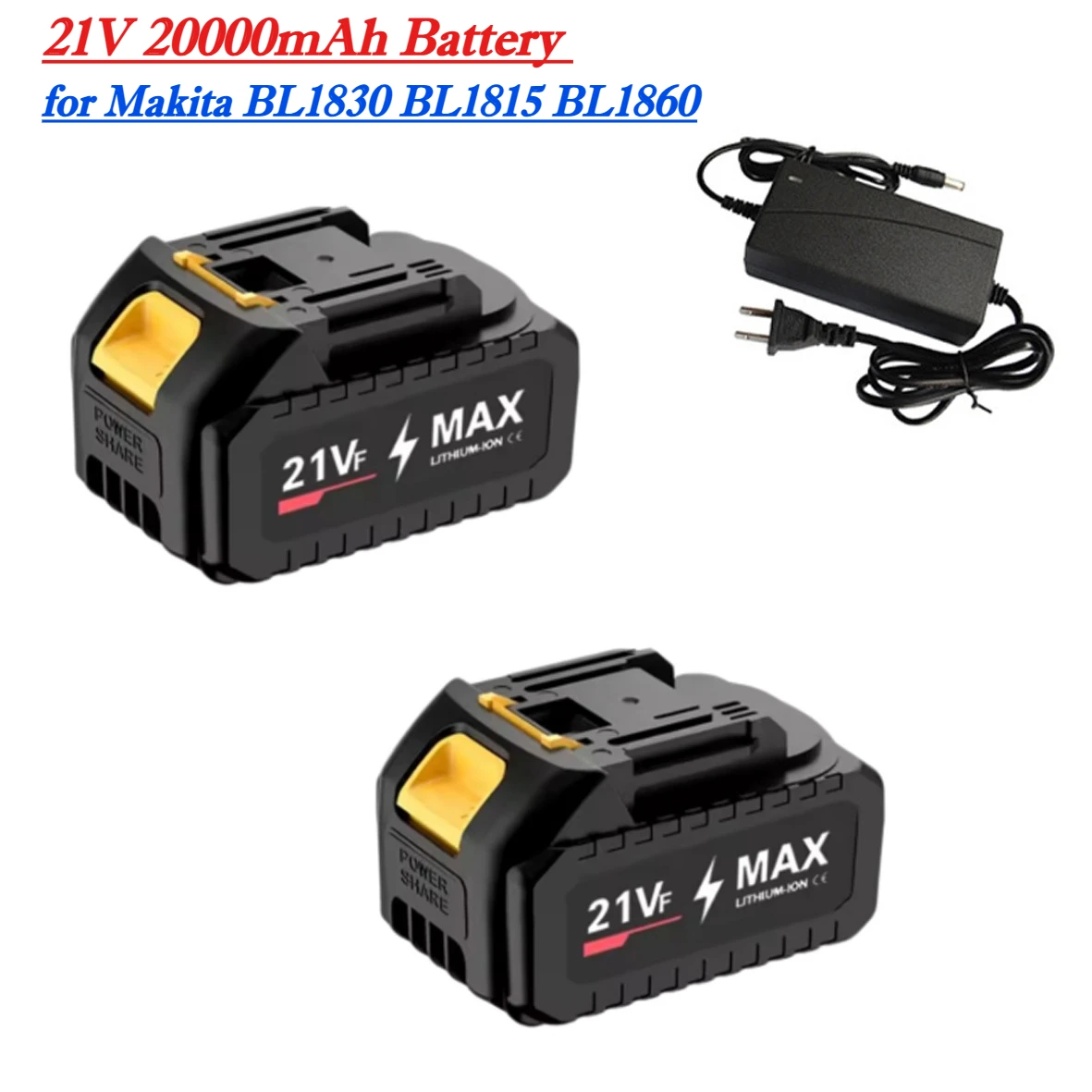 21V 20000mAh High-capacity Battery for Makita BL1830 BL1815 BL1860 BL1850 BL1840B Power Tool Rechargeable Battery with Charger