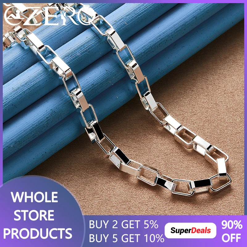

925 Sterling Silver 18 Inches 4MM Long Grid Chain Necklace For Man Women Charm Design Jewelry Fashion Accessories Christmas Gift