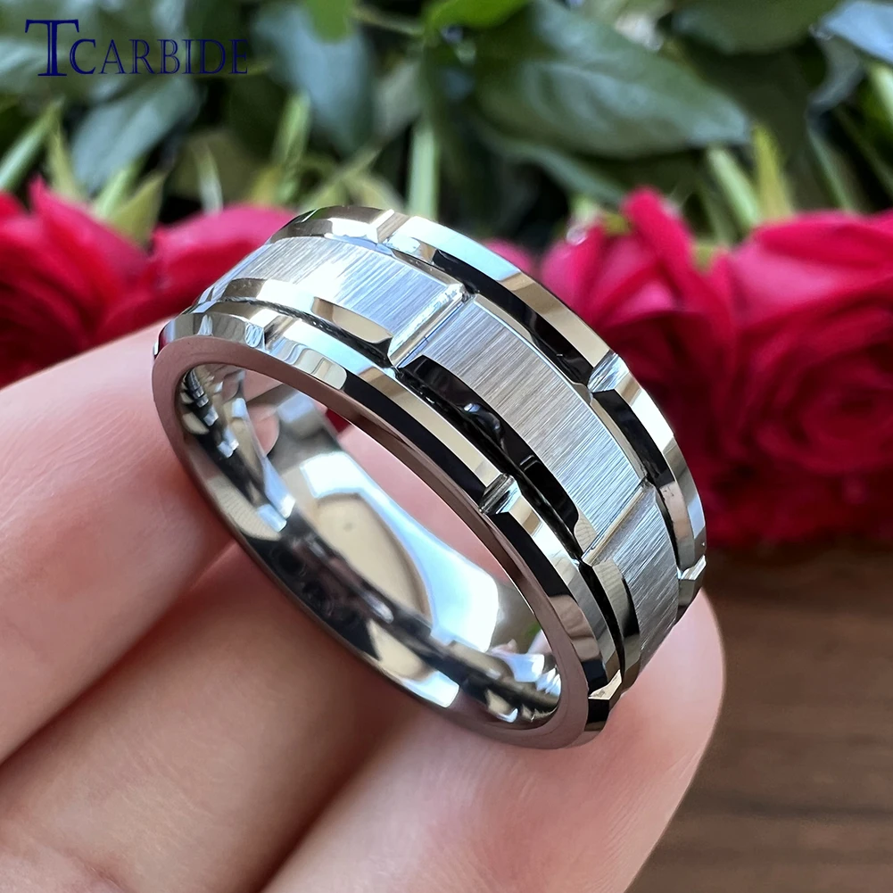 8MM Men Women Cool Wedding Band Tungsten Carbide Ring Multi Grooves Finish Boyfriend Husband Surprice Gift Jewelry