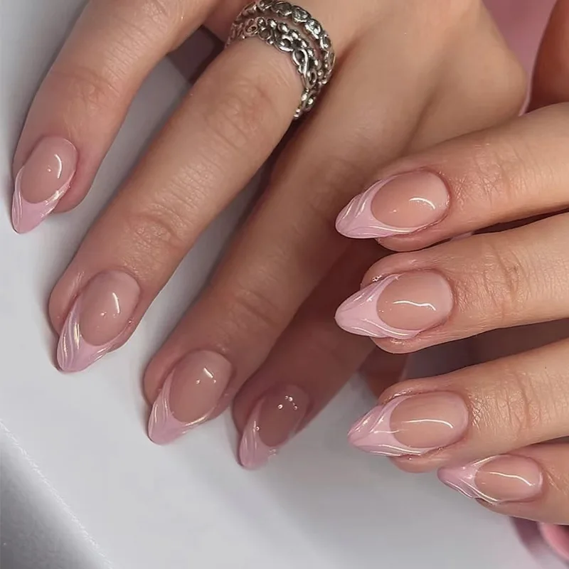 Foreign Trade Simple Fake Nails Wear Three-dimensional Line Nail Removable Nail Piece French Nail Piece Nail Patch