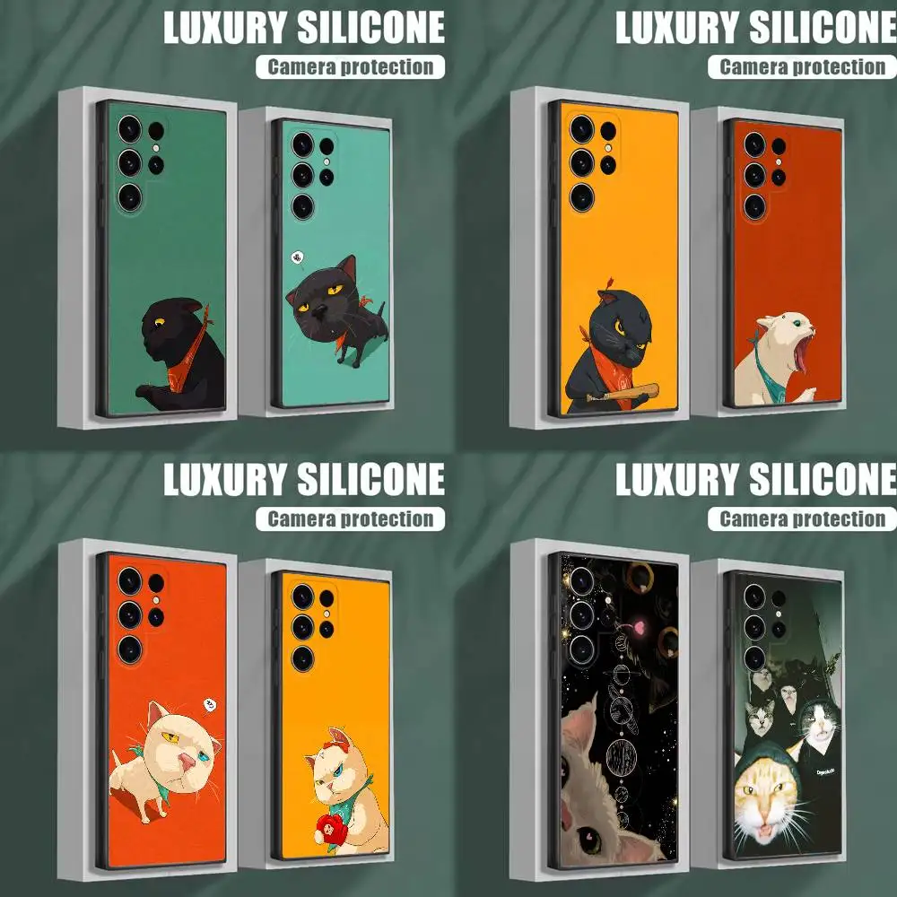 

cats-matching Phone Case For Samsung S25,S24,S23,S22,S21,S20,S10,Ultra,Plus,Lite,FE,Soft Silicone Black Cover