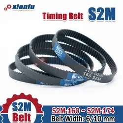 S2M Rubber Timing Belt Width 6/10mm Synchronous belt Pitch 2mm For 2M Timing Pulley Length S2M-160 162 164 166 168 170 172 174mm