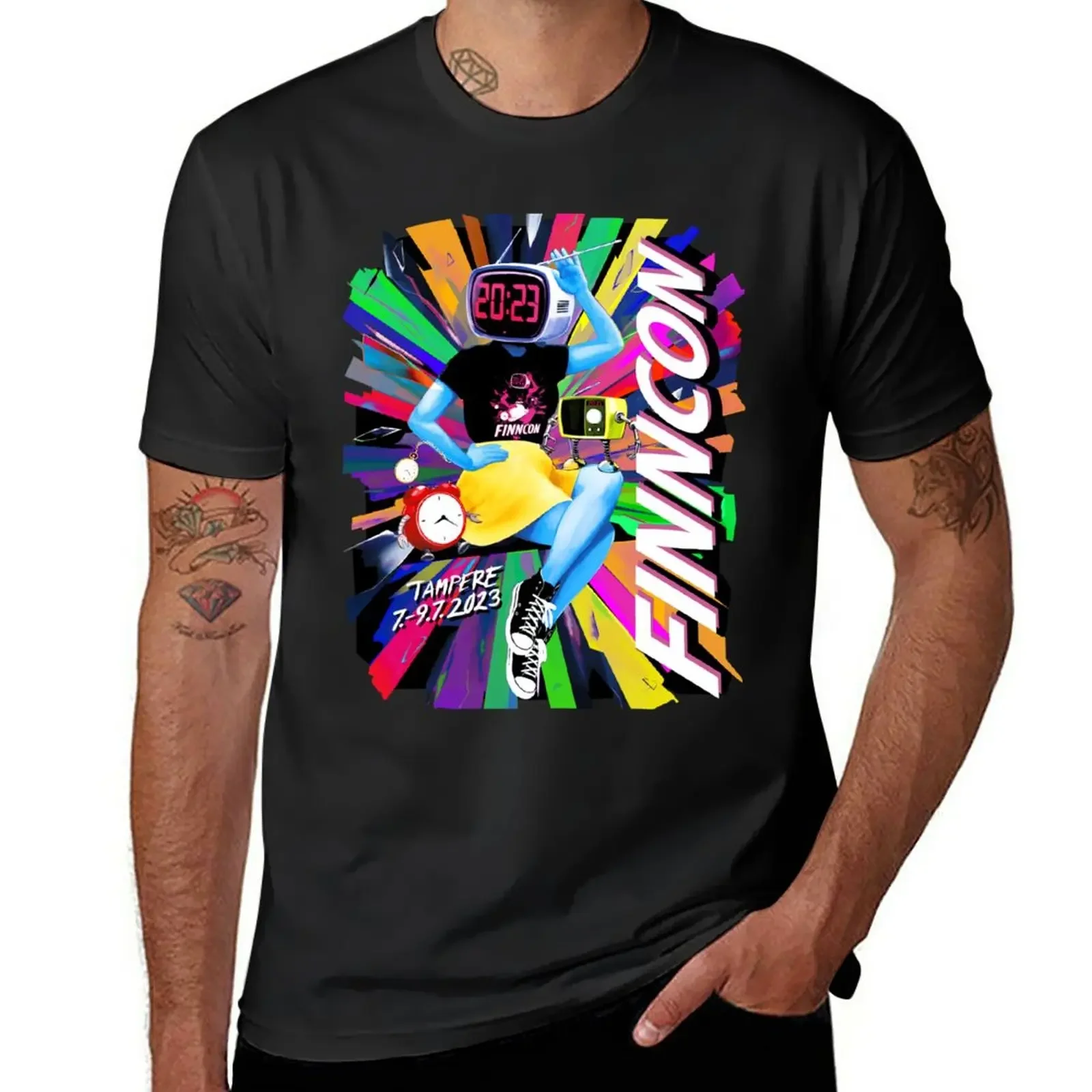 Finncon 2023 official rainbow T-Shirt vintage clothes anime stuff cute tops t shirts for men cotton