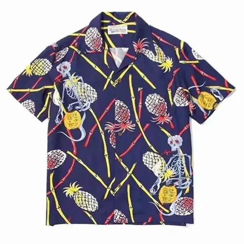 WACKO MARIA Summer Brand Graffiti Pineapple Heavenly Tokyo Japanese Style Mens Womens Casual Hawaiian Short Sleeve Shirt Tops