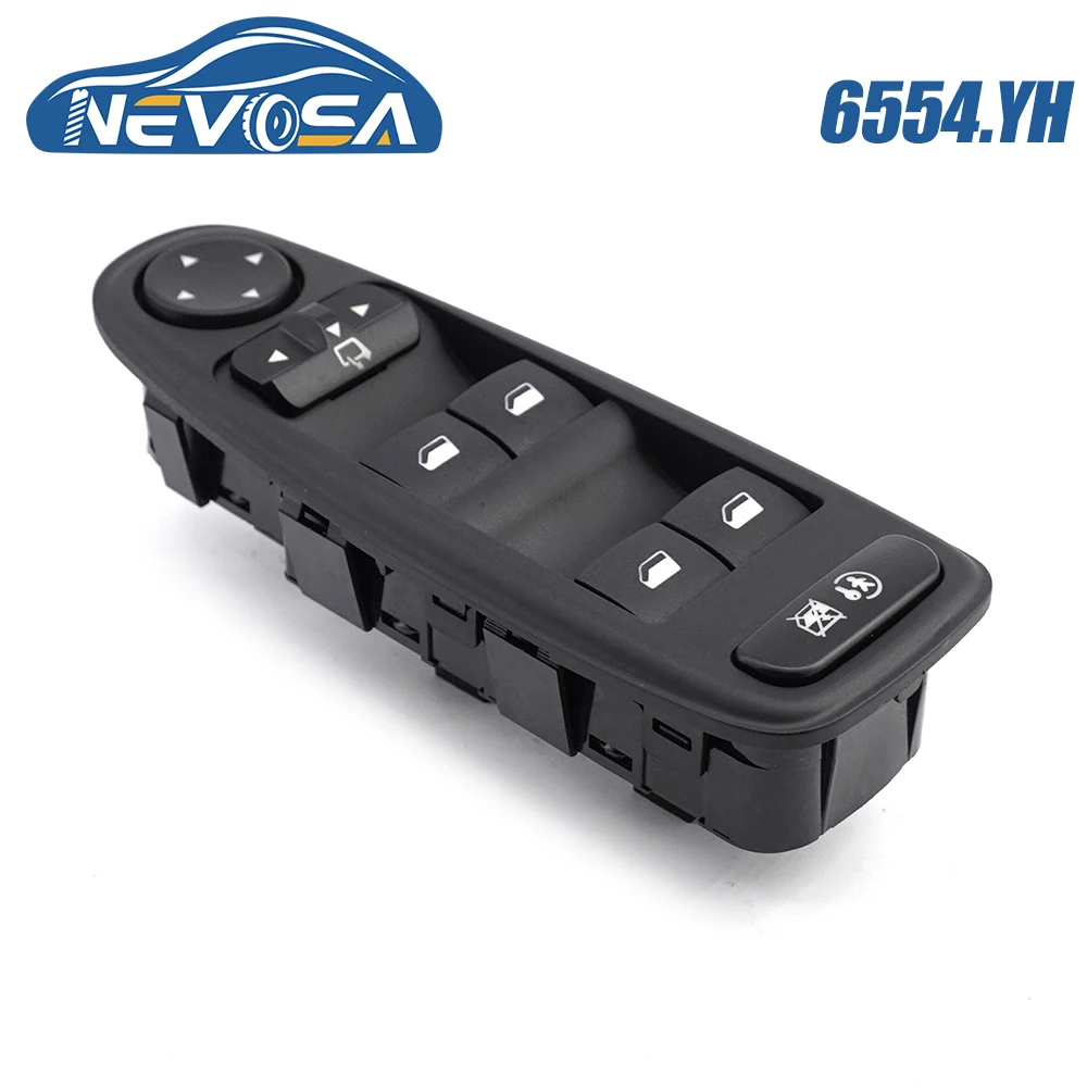 NEVOSA 6554.YH-Bouton de commande de rétroviseur pour voiture, interrupteur de vitre électrique principal, cristaux en C4 Picasso, 2004, 2005, 06, 2014, 96639383ZD, 6 + 3 broches