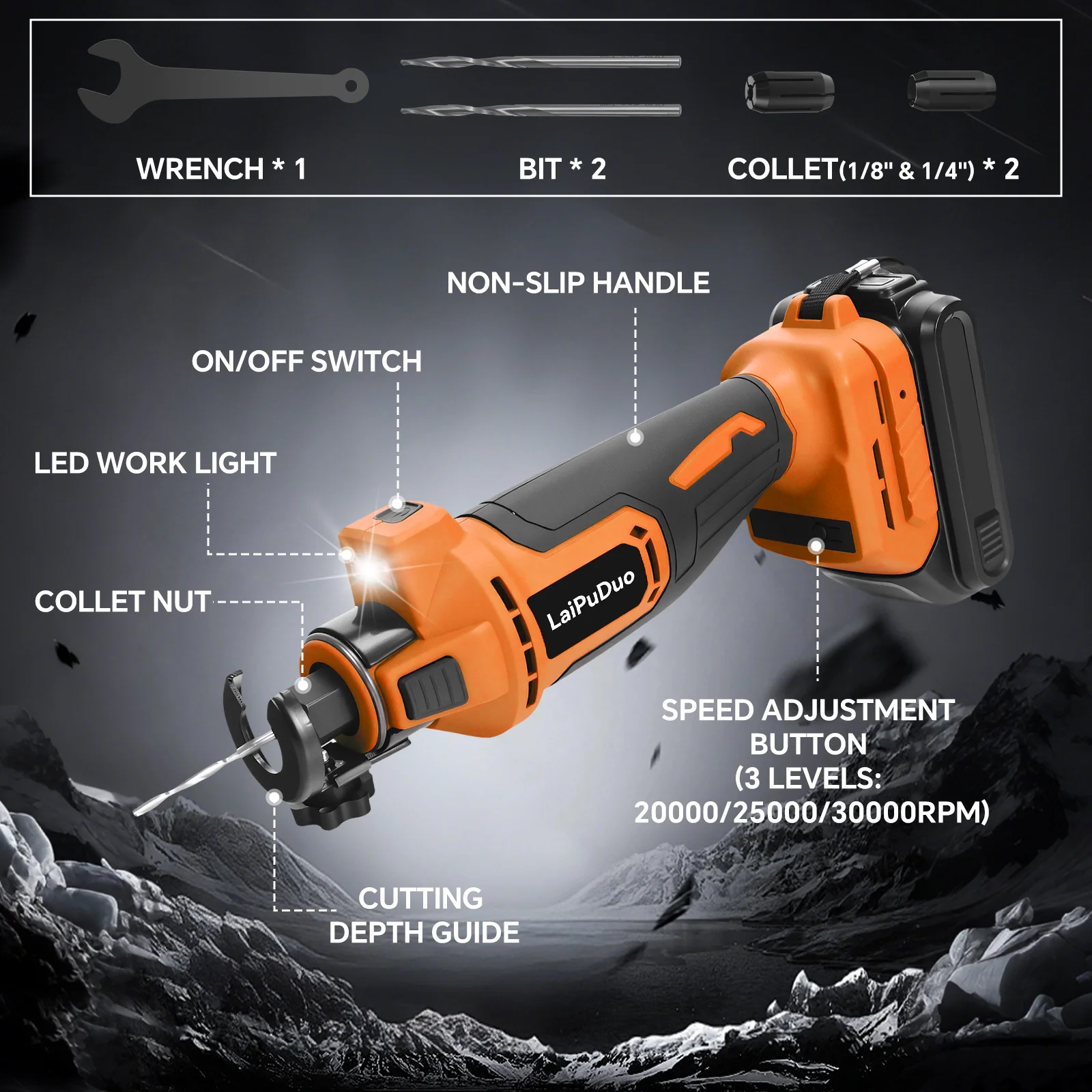 Brushless Electric Drywall Cut-Out Tool 3-Speed 30000RPM Cordless Rotary Saw Wood Sheetrock Cutting for Dewalt 20V Battery Pin