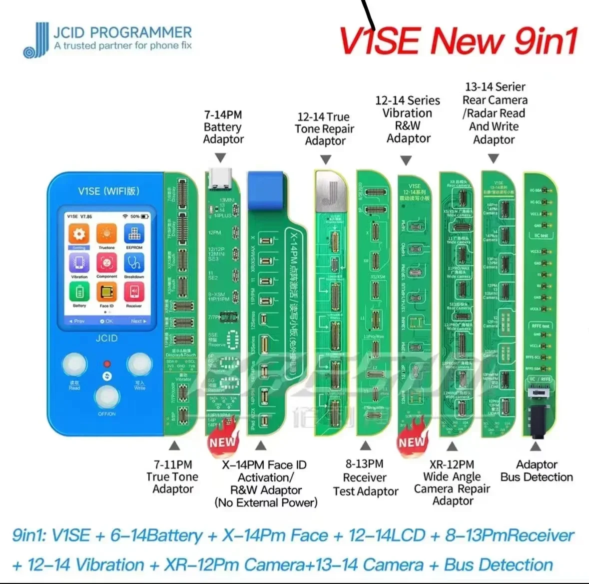 مبرمج 2025/JCID V1S Pro متوافق مع PRO1000S وV1SE الجديد 9in1 لـ X-11Pro Max لأجهزة iPad NAND قراءة البيانات وكتابة Fac #2
