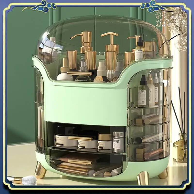 

Latest Desktop Cosmetics Storage Box Large Capacity Cosmetics Container Jewelry Make Up Storage Organizer Dust Proof Holder