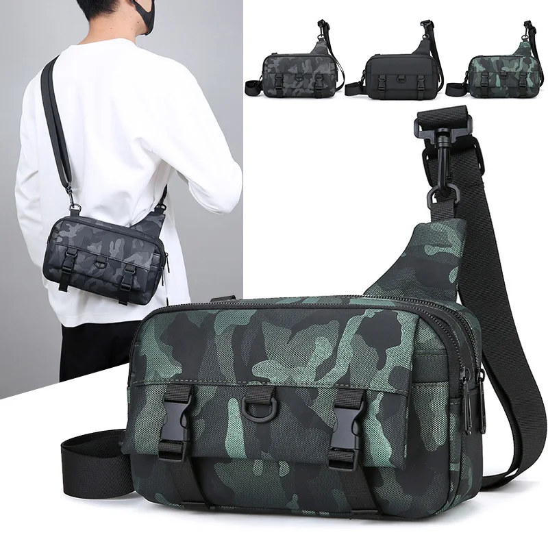 

Male Fashionable Camo Messenger Bag Multi-layer Lightweight Daily Outing Commuting Crossbody Bag Adjustable Strap Shoulder Bag