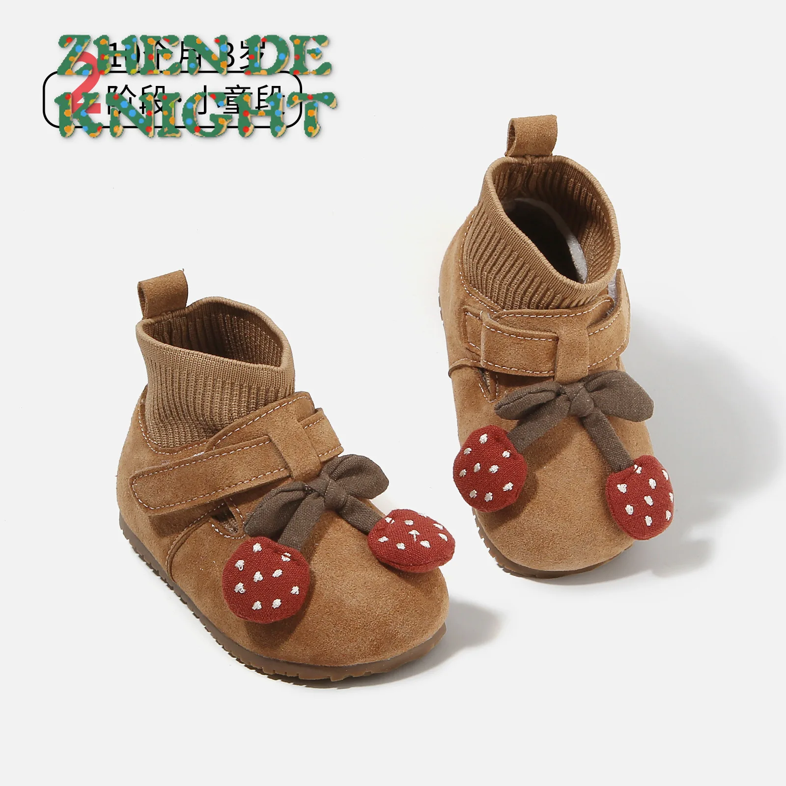 

Baby Girls Soft Sole Sock Shoes Winter 2025 Fleece Lined Cartoon Decoration Cotton Short Boots Toddler First Walkers