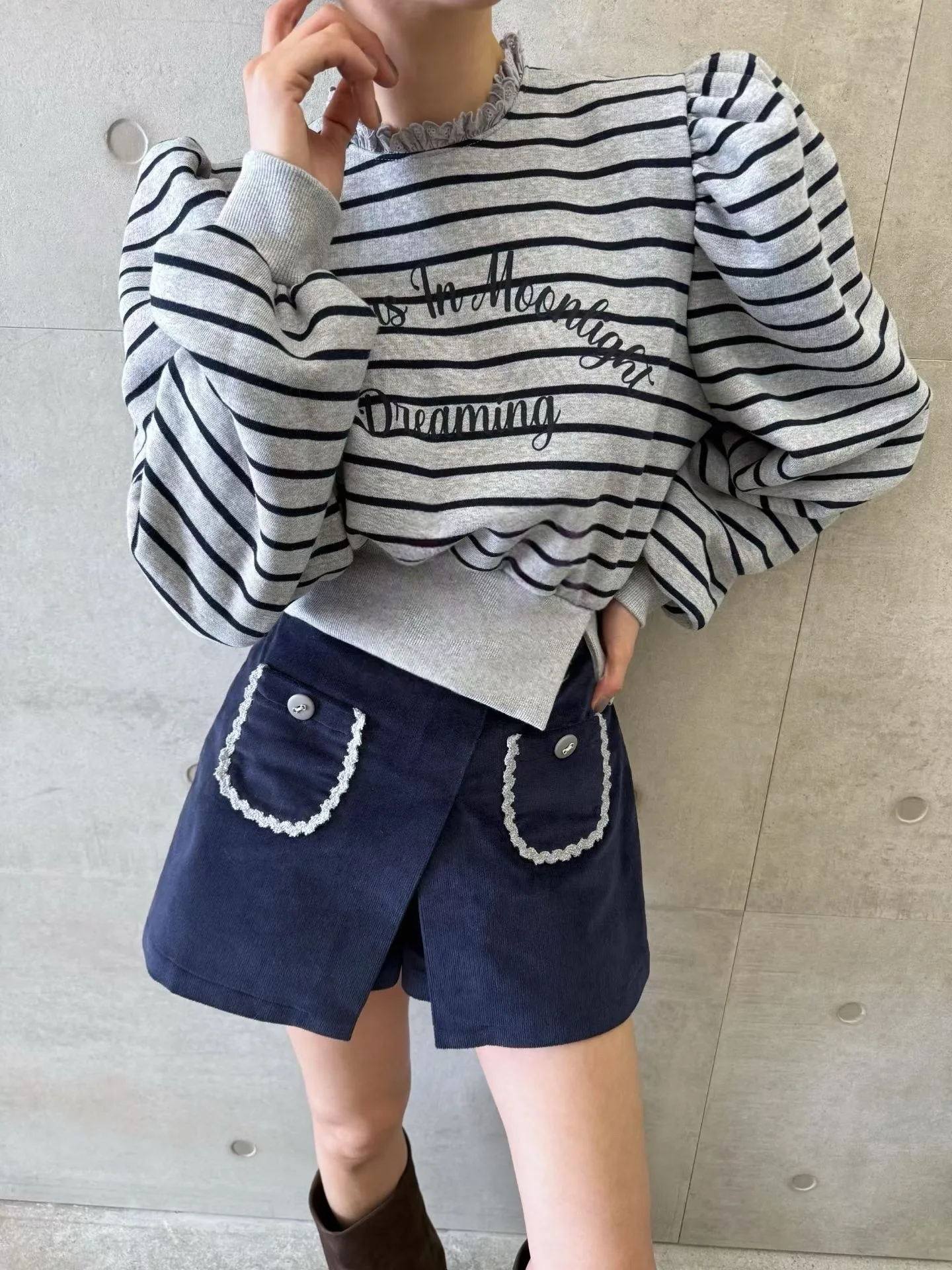 

Women's Loose Bubble Sve ort Sweatirt Striped Design Spring Autumn Faion Casual Streetwear Home Travel Outfit Top