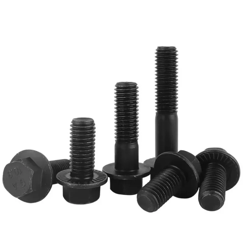 10Pcs Flange Hex Head Bolts Screws 10.9 Grade M6 M8 Hexagon Flange Bolts for Machinery Automotive Motocycle Car Replacements Kit