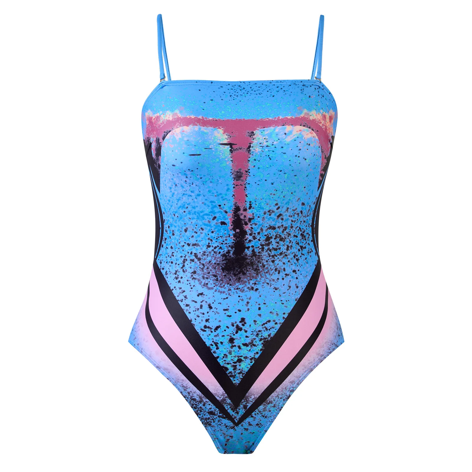 Sexy maiô de uma peça 2024 moda azul impresso banho saia de poliéster conjunto de duas peças beachwear push up conjunto de biquíni feminino