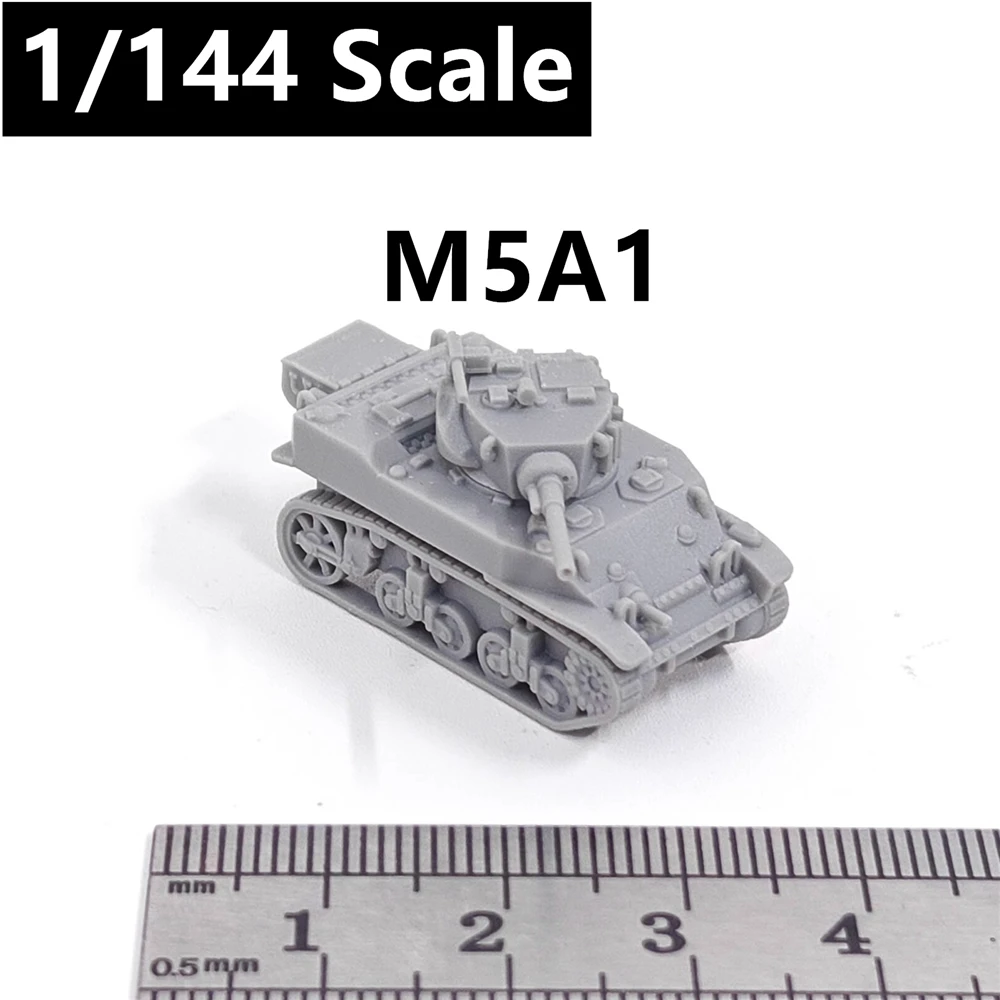 Tanque M5A1 Stuart del Ejército de EE. UU., Impreso en 3D, Modelo de Mini Tanque a Escala 1/144, Resina, Pintable