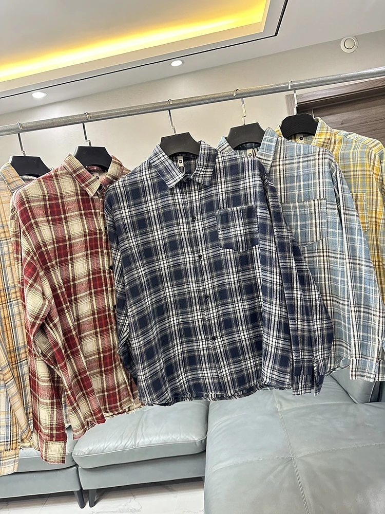 

Waed Brued Cotton Flannel Long Sve irt Casual Sle Men Women Autumn Winter Vintage Plaid irt Breathable Elastic