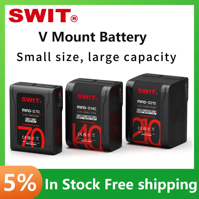 SWIT MINO-S70 MINO-S140 MINO-S210 Mini V Mount Battery and PC-U130B Charger USB-A USB-C D-Tap Fast Charging For Camera Camcorder