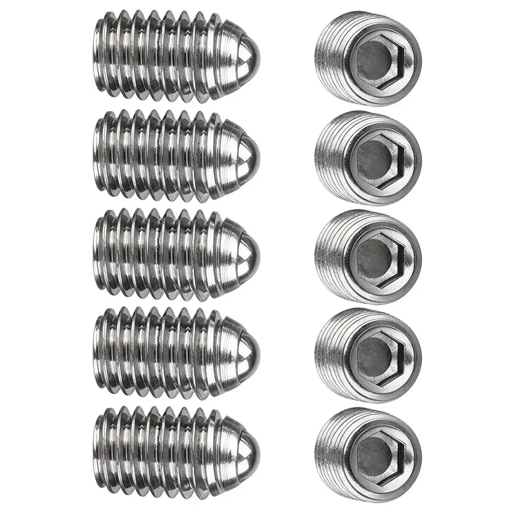 10pcs M12*25 Spring Ball Plunger Screw 304 Stainless Steel Ball Point Set Screw Hex Socket Ball Screw Mechanical Assembly