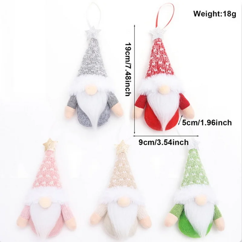 1PC ผ้าป่าตุ๊กตาจี้หมวกถัก Faceless ตุ๊กตา Xmas Tree เครื่องประดับตกแต่งคริสต์มาส Dwarf Rudolph ตุ๊กตาของขวัญ