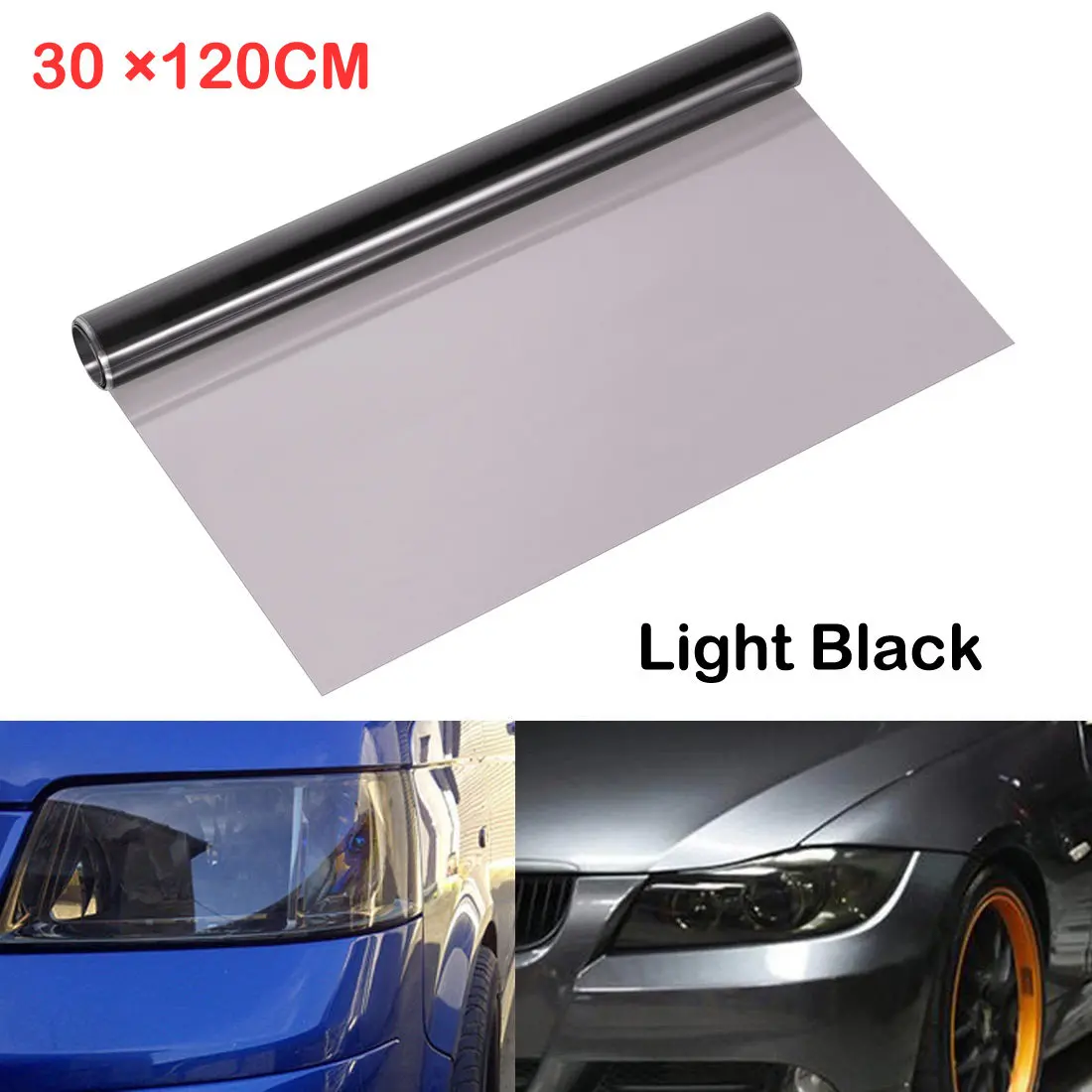 

120Cm X 30Cm Headlight Tint Film Premium Self Adhesive Stretchable Water Resistant Light Transmittance 90 Percent for Car Truck