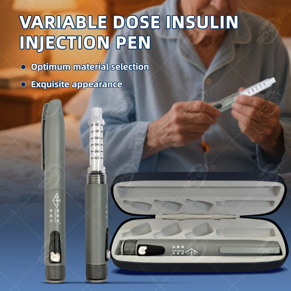 

Insulin Pen Injector Dose Adjustable 0.01-0.6ml Bidirectional Control Clear Scale Window Metal Material Non Sterile