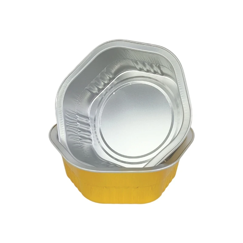 20/50/100pcs Pack 400ml Gold Hexagon Foil Containers Thickened Disposable Aluminum Baking Pans Takeout Food Packaging Box