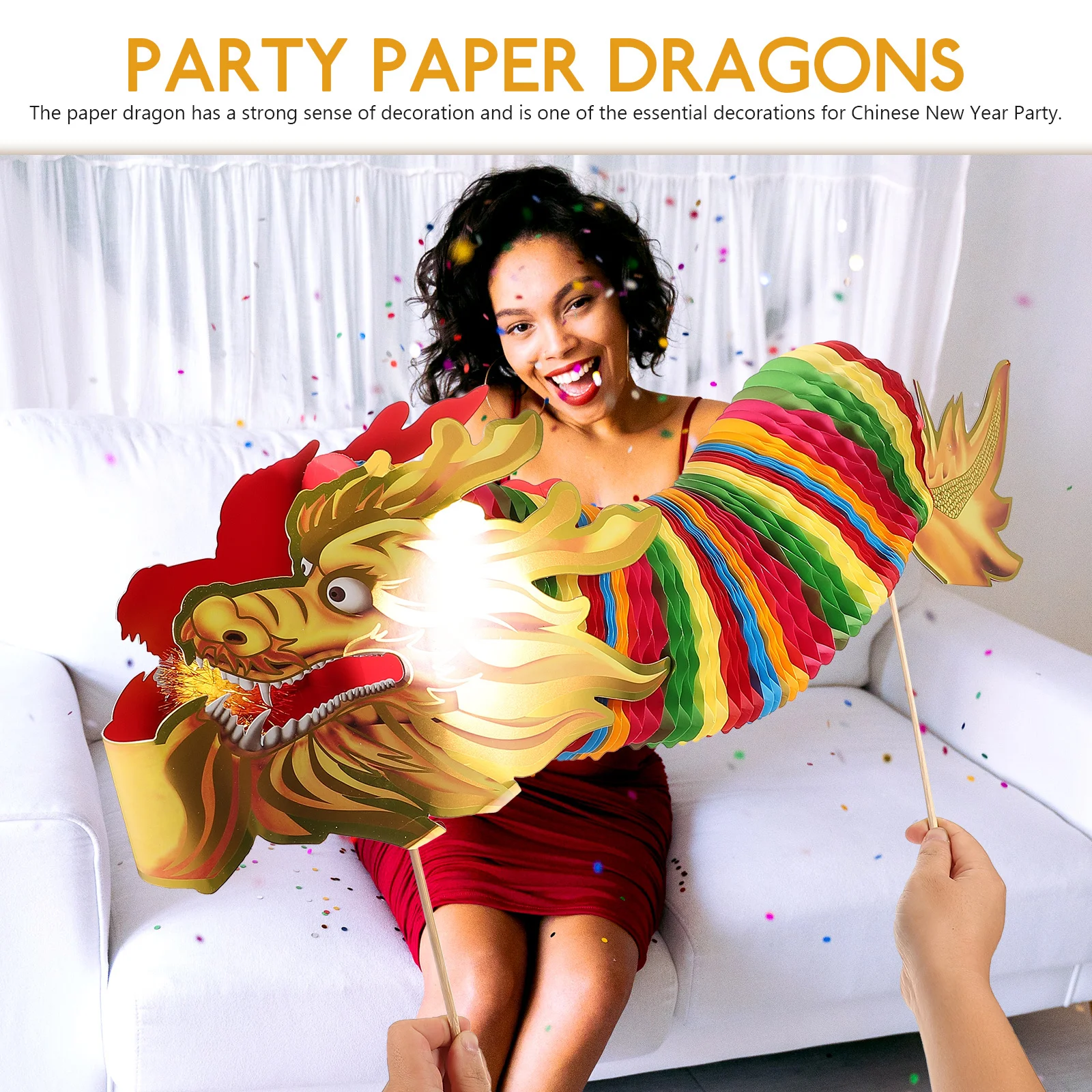 

Traditional Chinese Dragon Festival Decor for New Year Party Supplies Handheld Photo Prop Craft Ornament Celebration Event