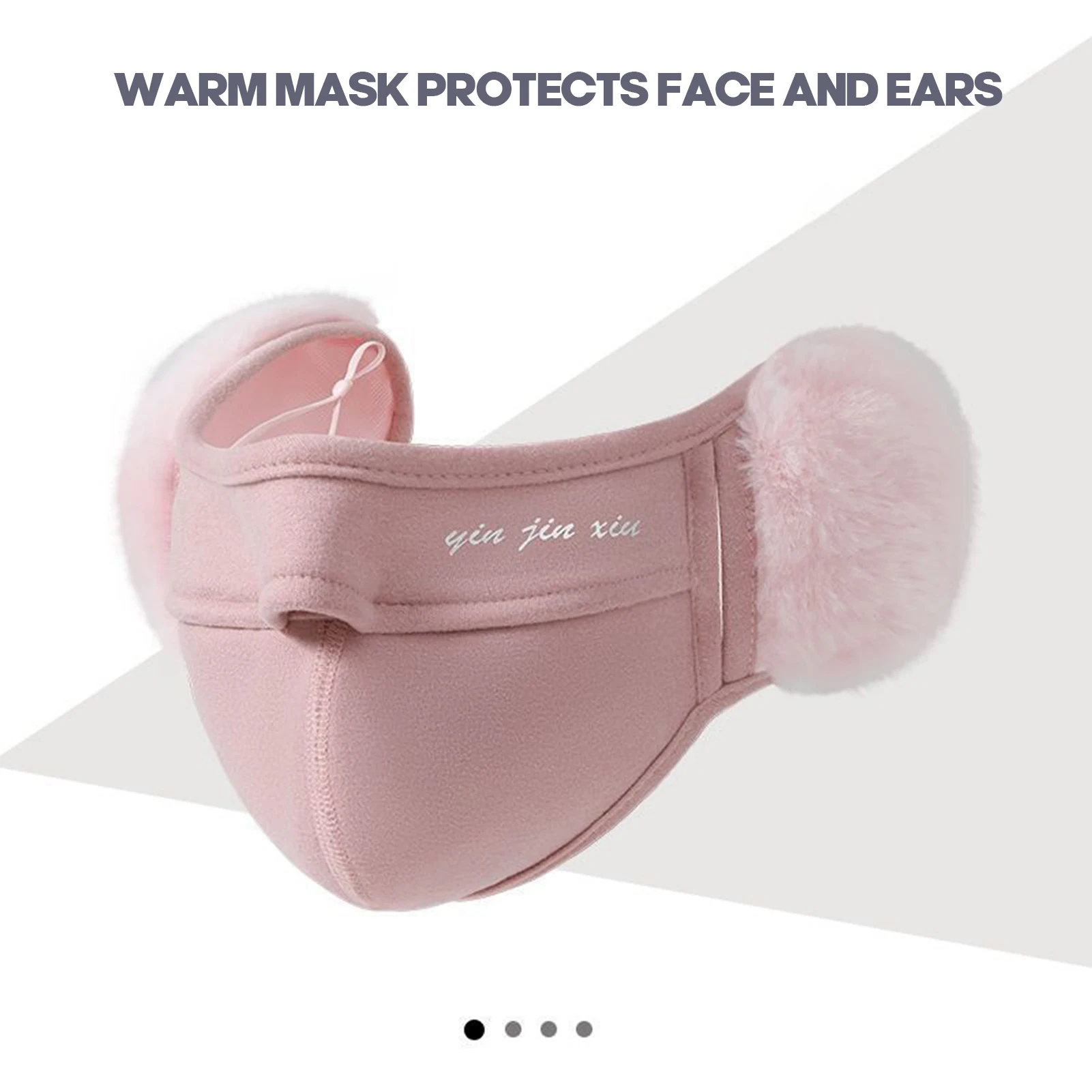 Women Simple Thermal Earmuffs Mask Autumn and Winter Windproof Pink Fleece Ear Cover Dustproof Cycling Earflap Outdoor Use