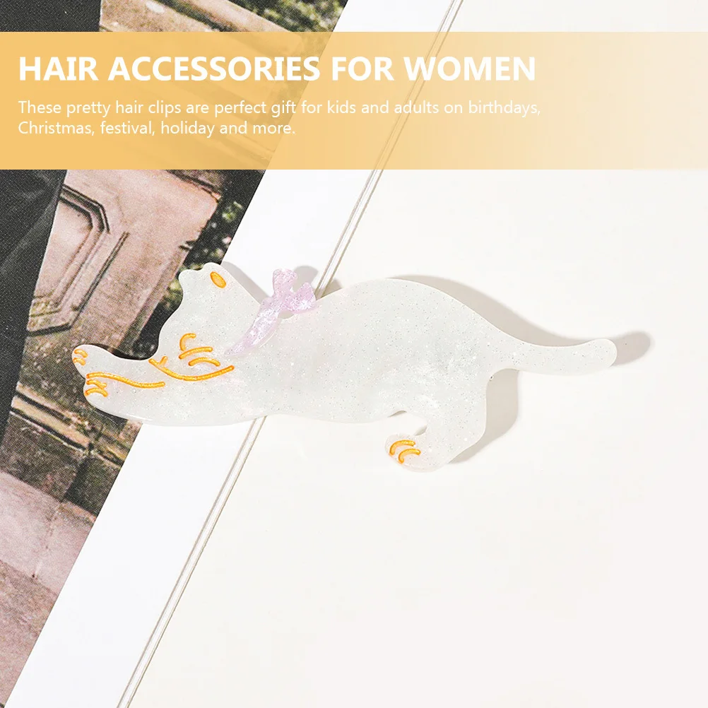 

3Pcs Cat Hair Clips Acrylic Duckbill Barrettes Bright Color Hair Accessories for Women Styling Tools Cat Barrette