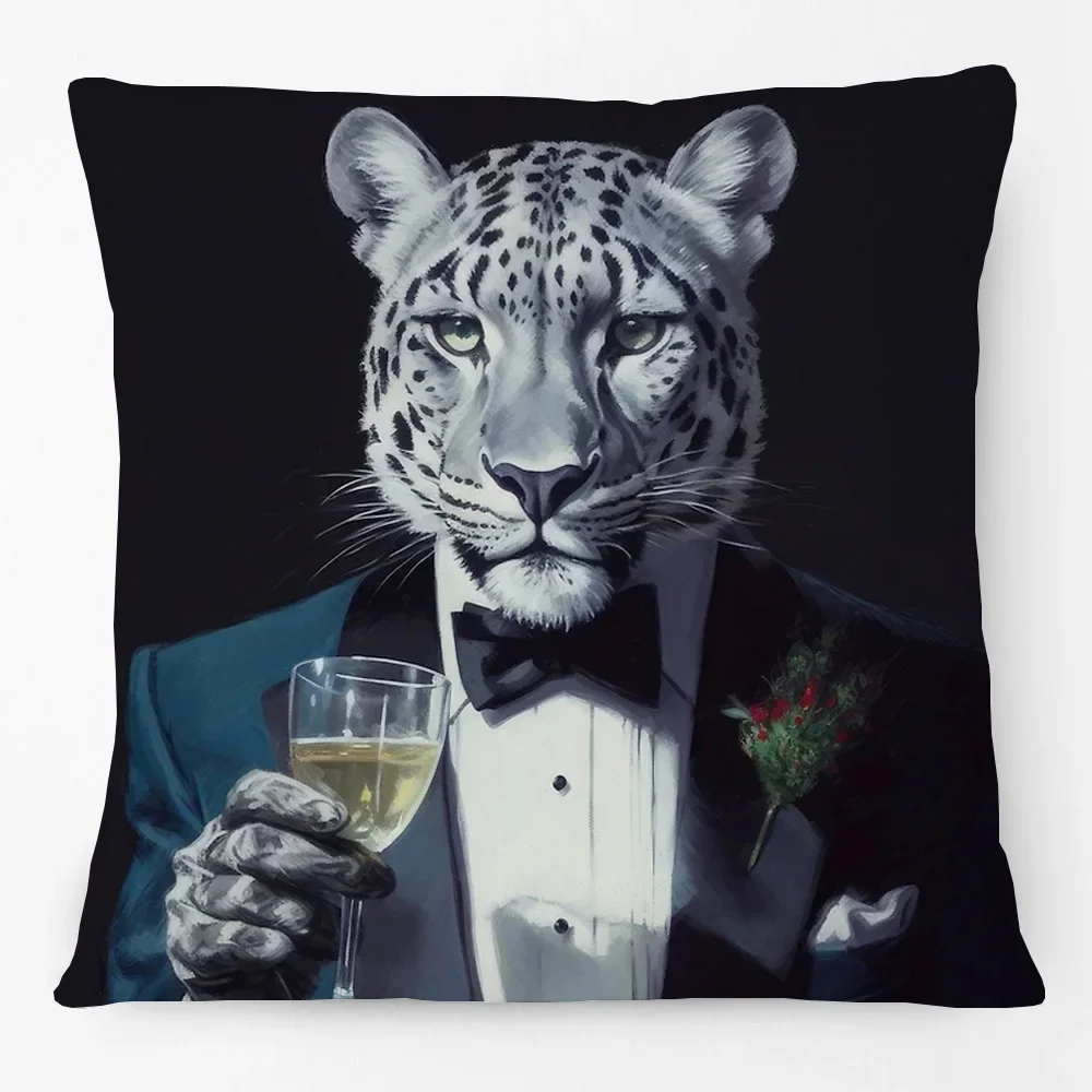 Wildcats Animal Jaguar Tiger Leopard Portraits Cushion Cover Home Decorative Sofa Throw Pillow Case
