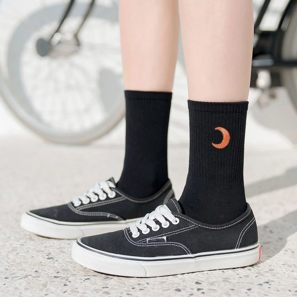 3 أزواج من الجوارب القطنية للنساء منتصف الساق، مريحة ومسامية ومتينة، تصميم بسيط للحفلات والأنشطة المدرسية، جوارب قطنية